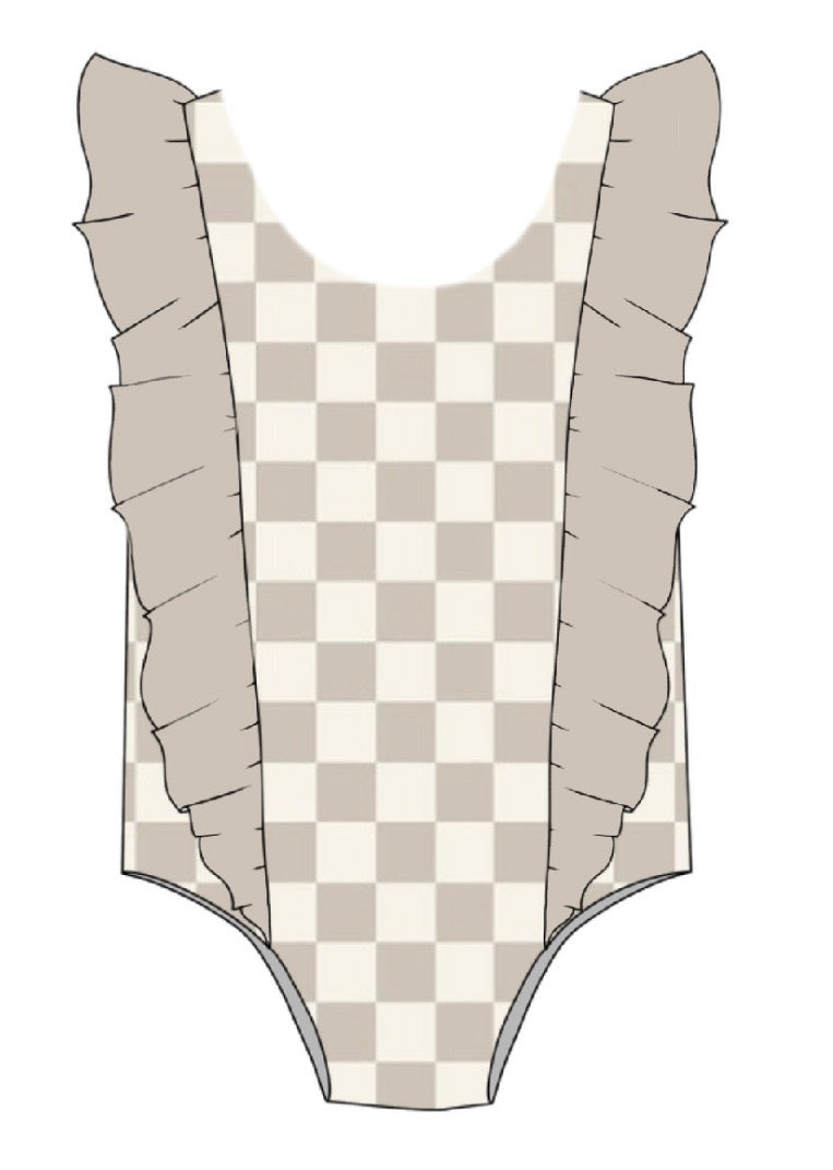 Checkmate Tank Ruffle Swim