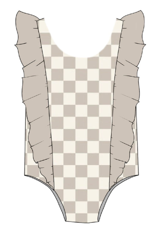 Checkmate Tank Ruffle Swim